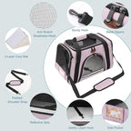 Cat Carrier Dog Carrier Pet Carriers for Medium Small Cats Dogs Puppies up to 15 Lbs,TSA Airline Approved Small Dog Cat Carriers Soft Sided,Collapsible Travel Puppy Carrier (Pink, Large)