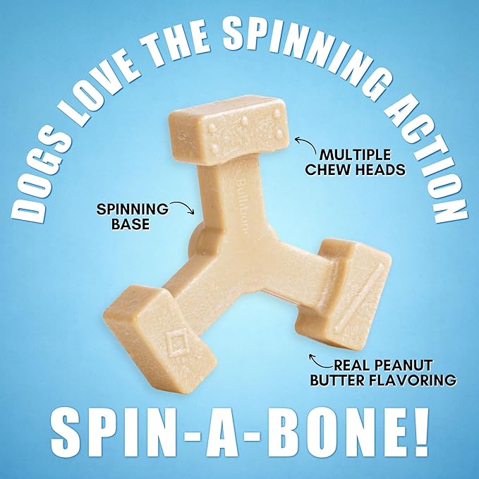 Bullibone Nylon Dog Chew Toy Spin-a-Bone - Interactive Dog Toy, Triggers Natural Instincts, and Improves Oral Health