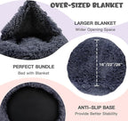 Himax Dog Beds for Large Dogs, Donut Dog Bed with Blanket Attached, Calming Dogs Beds Washable (20"/26"/35") Grey