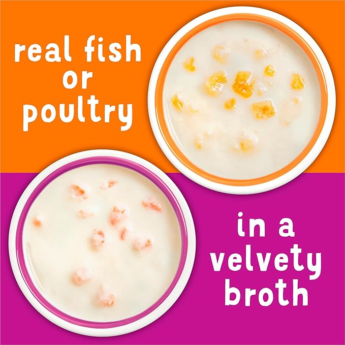 Friskies Purina Grain Free Wet Cat Food Lickable Cat Treats Variety Pack, Lil' Soups With Salmon, Tuna or Shrimp - (Pack of 30) 1.2 oz. Cups