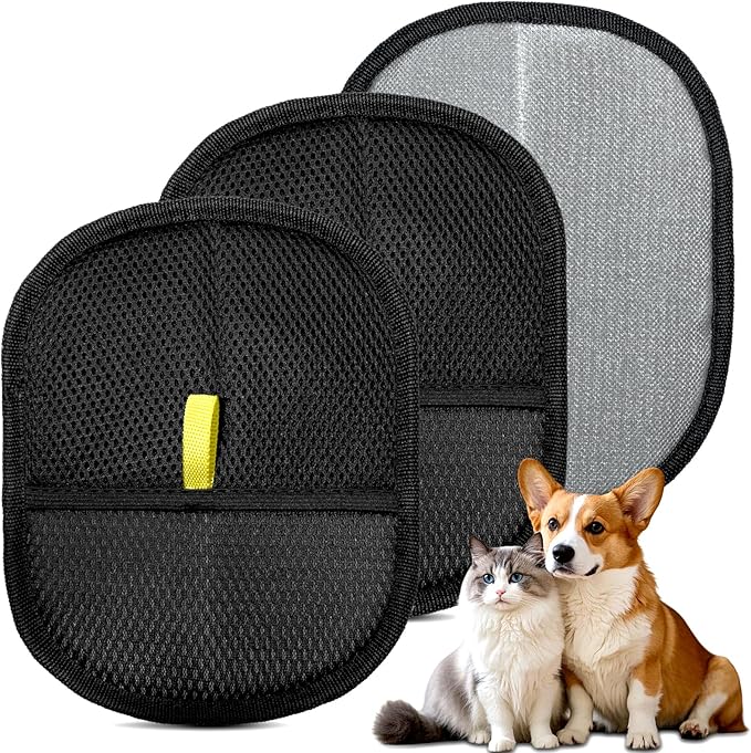 3 Pcs Pet Hair Removal Glove,Electrostatic Gloves Pet Hair,the Magic Brush Pet Hair Remover,Reusable,Washable Electrostatic Gloves Pet Hair for Couch,Furniture,Carpet,Car Seat