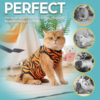Avont Cat Recovery Suit - Kitten Onesie for Cats After Surgery, Cone of Shame Alternative Surgical Spay Suit for Female Cat, Post-Surgery or Skin Diseases Protection -Tiger(S)