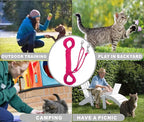Reflective Cat Leash -50FT Cat Cable Out Escape Proof Walking Leads Yard Long Durable Safe Leash Traning Play Outdoor for Puppies/Kittens/Small Animals(Hotpink)