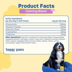 Happy Paws Calming Chews for Dogs, Soft Chews with Chamomile, Passion Flower, Valerian Root, Tryptophan & Theanine, Supports Relaxation, Balanced Behavior & Sleep, Vegan Peanut Butter Flavor 200 Count