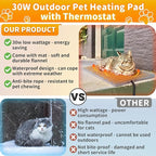 Outdoor Pet Heating Pad with Thermostat, 30W 15.7x12.6 In Extreme Weather Cat Pad, Waterproof Outdoor Warming Pet House Mat, Indoor Outdoor Cat Dog Heated Bed with Antibite Cord for Winter Insulated
