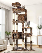 Globlazer Giant Cat Tree, 83 inch Cat Tree for Indoor Cats Large Adult, XXL Cat Tower with 9 Scratching Posts for 20lb+ Heavy Duty Large Adult Cats, F83, Leopard Print