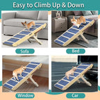 Dog Ramp for Bed, Upgraded 33" Long Portable Dog Ramp for Couch, Wood Folding Pet Ramp for All Breeds Small Old Dogs to Get on Bed, 4 Adjustable Heights 12.9" to 17.7"(Wood, Up to 50lbs)