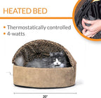 K&H Pet Products Thermo-Kitty Bed Deluxe Indoor Heated Cat Bed Tan/Leopard Large 20 Inches