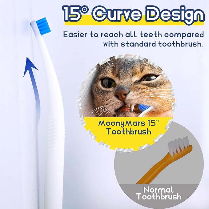 Small Dog Toothbrush, Cat & Puppy Tooth Brushing Kit, Ultra Soft & Mini 15° Curved Head Teeth Brush for Kitten & Tiny Pet, Doggy Toothbrushes Deep Dental Clean, Soft Bristles, 2 PCS - White