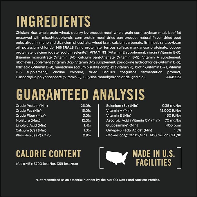 Purina Pro Plan Complete Essentials Shredded Blend Chicken and Rice Dog Food Dry Formula with Probiotics for Dogs - 35 lb. Bag