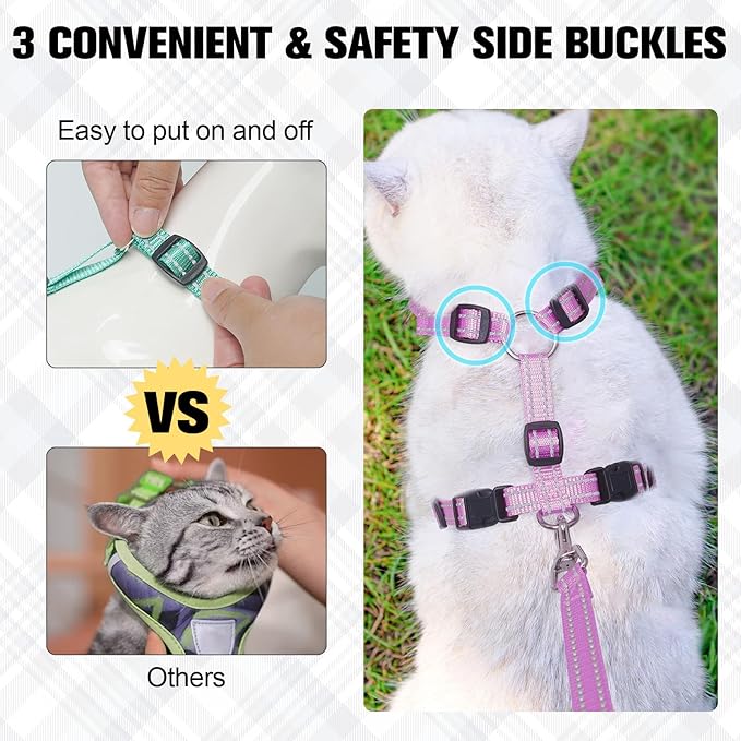 BEAUTYZOO Cat Harness, Escape Proof Cat Leash and Harness Set for Walking, Soft Breathable Vest Harness with Neck Adjustable, Reflective Easy-Control Kitten Harness for Cats (Star Design),Purple M