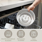 Ceramic Slow Feeder and Water Bowl Set for Medium and Large Dogs, Ceramic Dog Bowls Elevated with Wooden Stand, 2.0 Cups Dog Slow Feeder(30oz) and 70oz Water Bowl Set, White