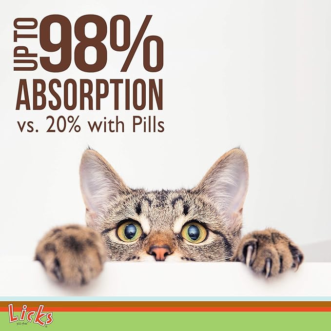 Licks Pill-Free Cat Skin & Allergy - Omega 3 Allergy Relief - Cat Vitamins & Supplements for Itchy Skin - Turmeric Supplement - Gel Packets - 30 Use