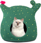 Luxurious Eco-Friendly Merino Wool Cat Cave Bed Sloth - Foldable Hideaway Pod for Indoor Cats - Premium Felt Kitten Beds - Covered Cat House for Ultimate Cozy Comfort by Woolygon