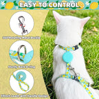 PUPTECK Adjustable Cat Harness and Leash Set Escape Proof Kitten Strap Collar for Walking Travel, Lemon Pattern