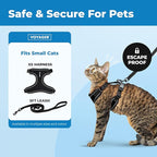 Voyager Escape-Proof Step-in Lock Cat Harness & 5ft Neoprene-Handle Leash Set All-Weather Mesh with Reflective Stitching for Small to Large Cats by Best Pet Supplies, Black (327), XS