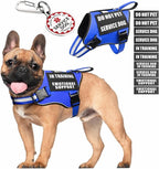 Service Dog Vest Harness+ID Tag+10 Patches,Metal Serivce Dog Tag&Reflective Emotional Support Dog Vest with Handle for Small Dogs,Easy Put On/Off for Training/Walking/Everyday Blue S