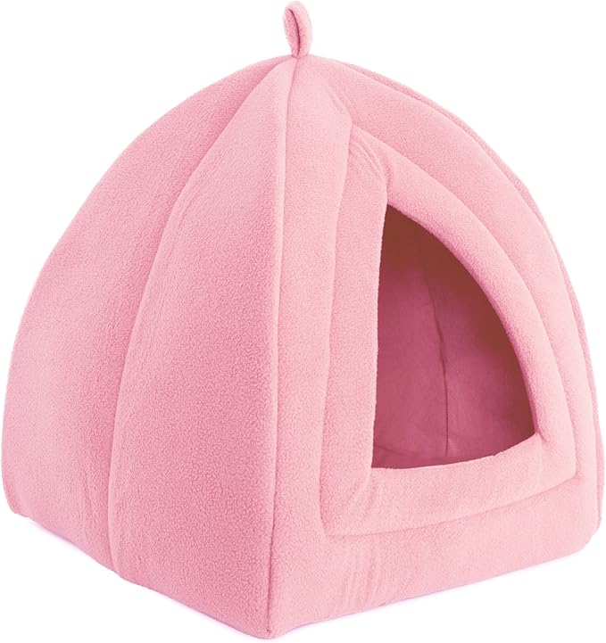 Cat House - Indoor Bed with Removable Foam Cushion - Pet Tent for Puppies, Rabbits, Guinea Pigs, Hedgehogs, and Other Small Animals by PETMAKER (Pink)