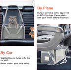 Texsens Pet Carrier - Soft Sided Cat Carrier for Small/Medium/Large Cats & Puppies Up to 16 lbs - Collapsible Cat Bag for Outdoor Travel - TSA Airline Approved with Privacy Protection (Grey)