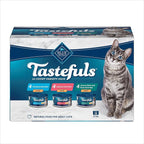 Blue Buffalo Tastefuls Natural Pate Wet Cat Food Variety Pack, Salmon, Chicken, Ocean Fish & Tuna Entrées 3-oz Cans (12 Count - 4 of Each Flavor)