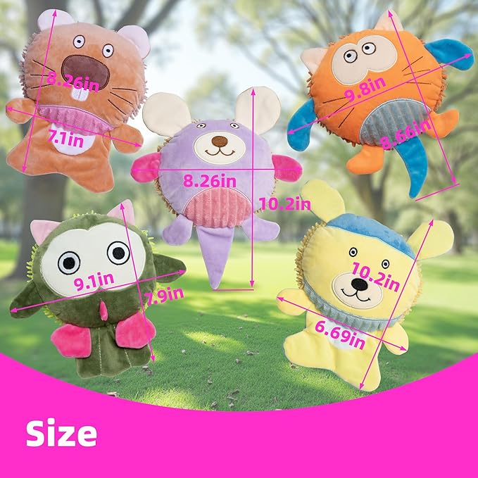 5 Pack Squeak & Crinkle Bulk Pet Squeaky Dog Toys – Interactive Soft Chew Toy for Puppy to Medium Big Dogs