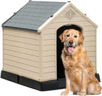 YITAHOME Large Plastic Dog House Outdoor Indoor Doghouse Puppy Shelter Water Resistant Easy Assembly Sturdy Dog Kennel with Air Vents and Elevated Floor