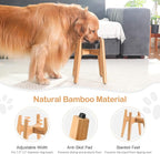 Sted Elevated Dog Bowl for Large Dogs, 100% Bamboo Single Raised Dog Bowl Stand with Adjustable Width 7.5-11 Inches, 13" Tall Dog Food Bowl and Water Bowls Stands