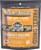 Northwest Naturals Freeze-Dried Turkey Dog Food - Bite-Sized Nuggets - Grain-Free, High-Protein, Raw Diet, Human-Grade, Limited Ingredients, All Natural, Healthy & Nutritious, Made in USA, 12 Oz