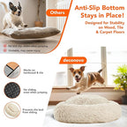 Deconovo Calming Donut Dog Bed, Washable Plush Round Pet Bed for Small Dogs & Cats with Raised Rim, Non-Slip Base and Soft Faux Fur—Lightweight, Easy-Care Design Beige 30" L x 30" W x 8" Th