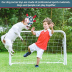 QDAN Dog Toys Soccer Ball with Straps, Outdoor Toys for Tug of War, Puppy Birthday Gifts, Dog Water Toy, Durable Balls for Small Dogs - Blue Red（5 Inch）