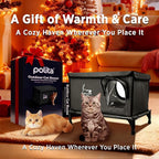 Rugged Heated Cat House for Outdoor Cats in Winter, Extremely Insulated & 100% Weatherproof, Elevated Feral Cat Shelter with Waterproof Eaves & Safe Escape Door for Stray & Barn Cats