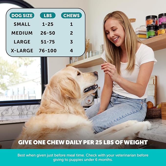Natural Hemp Calming Chews for Dogs - Dog Anxiety Relief - Calming Aid Supplement with Valerian Root, Chamomile, + Magnesium - Stress, Separation & Thunder Support - (Chicken, 90 Count)