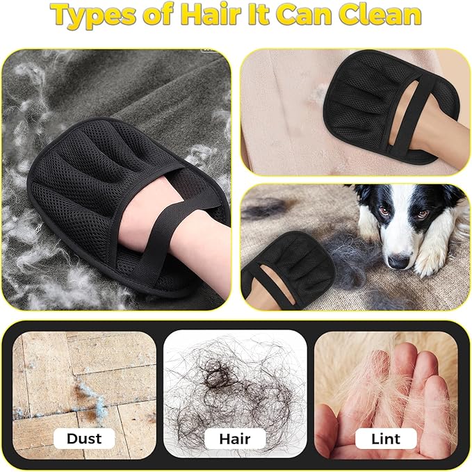 2PCS Upgraded Version Five-Finger Static pet Hair Removal Gloves, Suitable for Cats and Dogs, Reusable Hair Removal Tool, Suitable for Clothing, Sofas, Carpets, Hair Removal Gloves