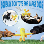LEGEND SANDY Tough Dog Toys, Stuffed Chew Large Dog Toys to Keep Them Busy, Interactive Squeaky Tug of War Doggie Toy, Crinkle Yellow Octopus