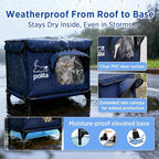 Rugged Heated Cat House for Outdoor Cats in Winter, Extremely Insulated & 100% Weatherproof, Elevated Feral Cat Shelter with Waterproof Eaves & Safe Escape Door for Stray & Barn Cats