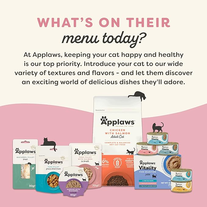 Applaws Vitality Wet Cat Food in Broth, Natural Canned Cat Food, Wet Food for Cats with Added Vitamins and Minerals, Grain and Carrageenan Free, Tuna Fillet & Shrimp in Broth (24 Count, 2.47 oz Cans)