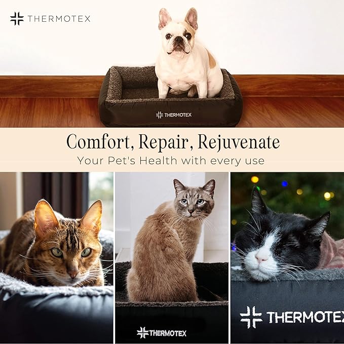 Far Infrared Heated Pet Bed - Heated Cat & Dog Bed for Pain Relief & Arthritis - Therapeutic Heat Pad for Elderly Pet Support & Relaxation - Machine Washable