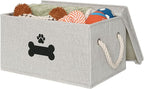 Dog Toy Basket with Lid, Dog Basket for Toys, Dog Toy Box with Cotton Rope Handles, Collapsible Storage Bins for Dog Toys, Dog Storage Organizer, Gray