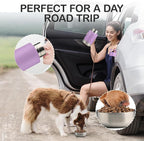 Insulated Dog Travel Water Bottle with Detachable Bowls, 3 in 1 Portable Dog Water Bottle Dispenser, Dog Accessories for Walking, Hiking, Camping, Outdoor (Lavender, 32 Oz)