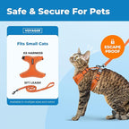 Voyager Escape-Proof Step-in Lock Cat Harness & 5ft Neoprene-Handle Leash Set All-Weather Mesh with Reflective Stitching for Small to Large Cats by Best Pet Supplies, Orange (327), XS