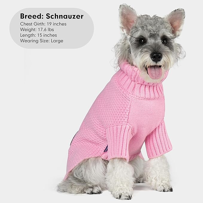 cyeollo Dog Sweater Knitwear Turtleneck Soft Knitwear Pullover Sweaters with Leash Hole Warm Dog Clothes for Large Dogs,Pink, XXXL