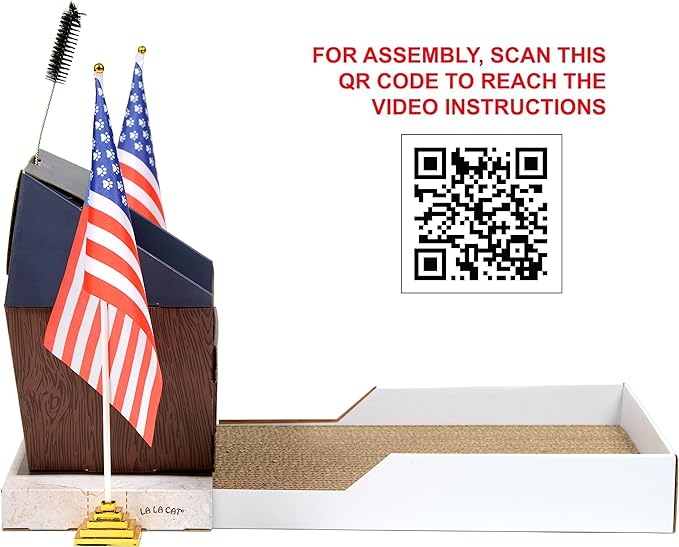 Presidential Podium Cat Scratcher | Cute Cat Scratcher with Grooming Brush | Sturdy Cardboard Cat Scratcher with Groomer & Silvervine Included | Cat Scratchers for Indoor Cats
