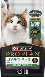 Purina Pro Plan Indoor Cat Food LiveClear Cat Allergen Reducing Turkey and Rice Formula - 3.2 lb. Bag