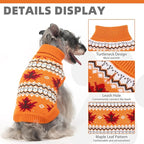 KOOLTAIL Cable Knit Dog Sweater Turtleneck, Cold Weather Pullover Classic Knitwear, Thick Warm Winter Pet Clothes, Fall Maple Leaves Thanksgiving Dog Sweater for Small Medium Large Dogs Cats, Orange S