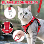 PUPTECK Cat Harness and Leash Set Escape Proof Reflective Cat Walking Harness Adjustable Soft Breathable Mesh Vest for Small Pets, Red, S