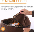 K&H Pet Products Thermo-Kitty Bed Deluxe Indoor Heated Cat Bed Mocha/Leopard Large 20 Inches