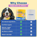 Happy Paws Calming Chews for Dogs, Soft Chews with Chamomile, Passion Flower, Valerian Root, Tryptophan & Theanine, Supports Relaxation, Balanced Behavior & Sleep, Vegan Peanut Butter Flavor 200 Count