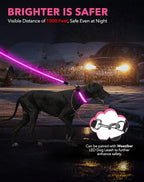 Weesiber Light Up Dog Collar - LED Dog Collar Rechargeable Glow in The Dark Pet Collar, Reflective Safety Dog Lights for Night Walking(Pink, L)