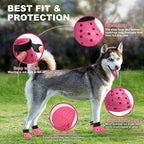 Dog Shoes Breathable Dog Shoe for Hot Pavement, Dog Booties and Paw Protectors, Non-Slip Waterproof Dog Sandals Boots (Pink+Black, L: (3.1’’x2.5'')(L*W))