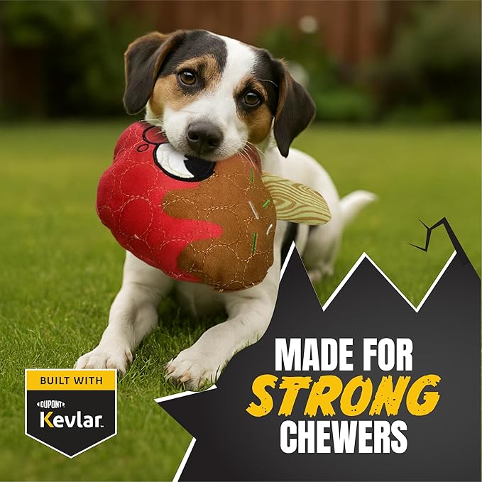 Bite Force -Durable & Strong Dog Toy Candy Apple Buddy with Squeaker, Kevlar-Reinforced for Aggressive Chewers for Small Medium Large Dogs - red.